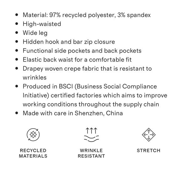 QUINCE Sand Stretch Crepe Pleated Wide Leg Pants NWT Size Large - Picture 9 of 11